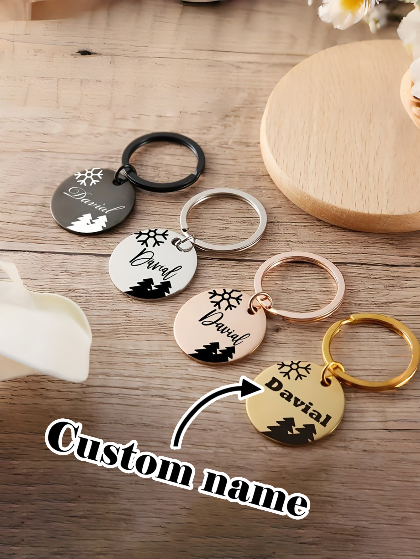 Custom Stainless Steel Christmas Keychain